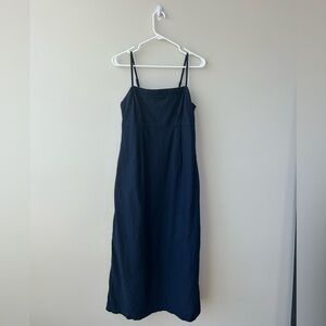 NWOT Medium Navy Abercrombie & Fitch Linen Blend Midi Dress